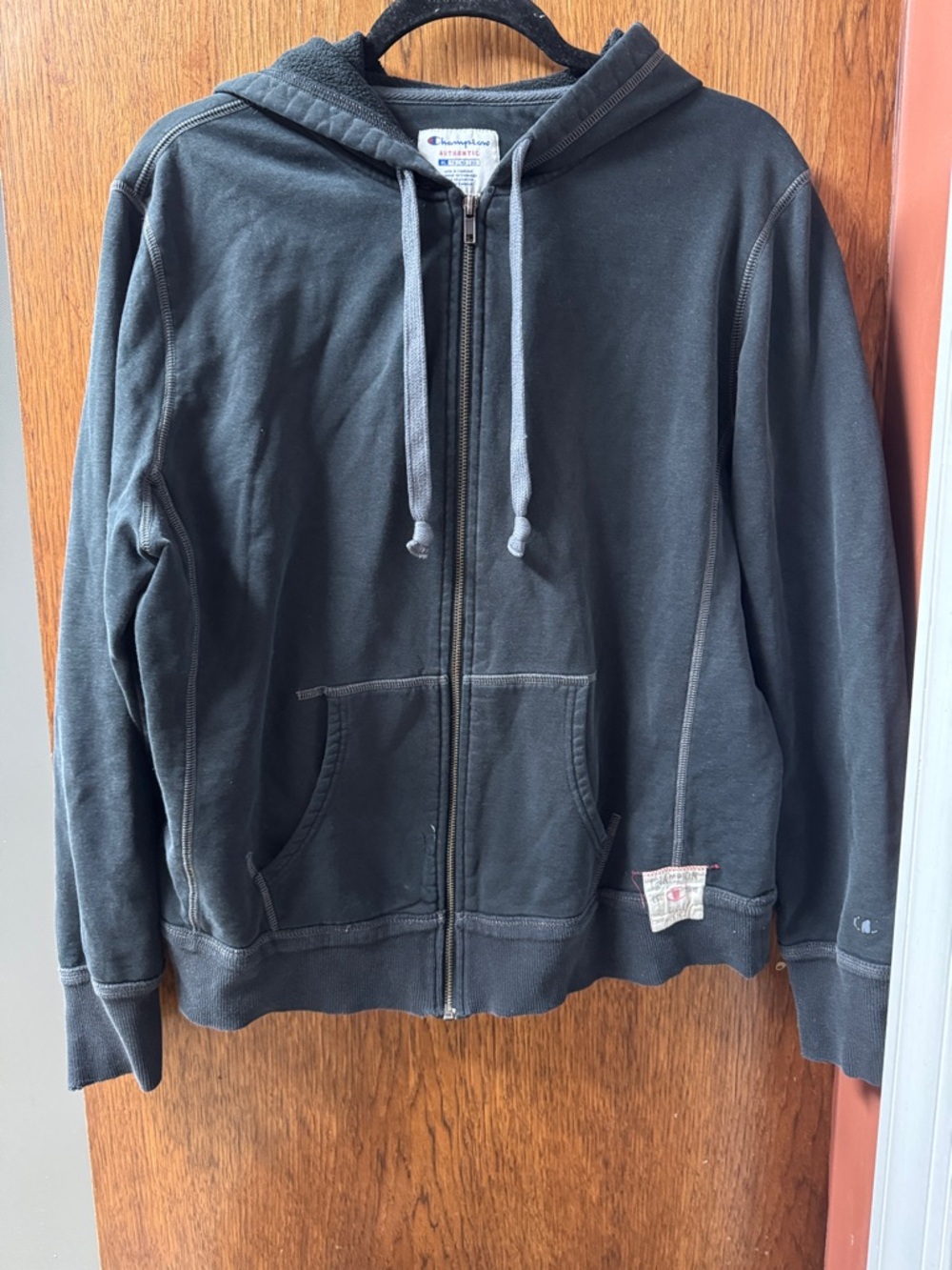 Champion Black Full-Zip Hoodie with Drawstring